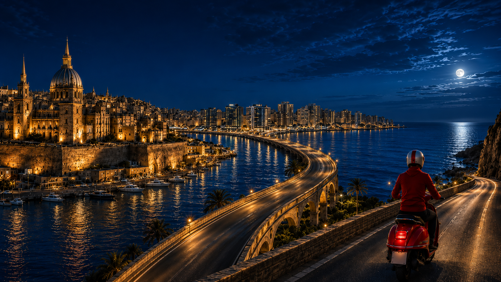 Explore Malta cinematic route night